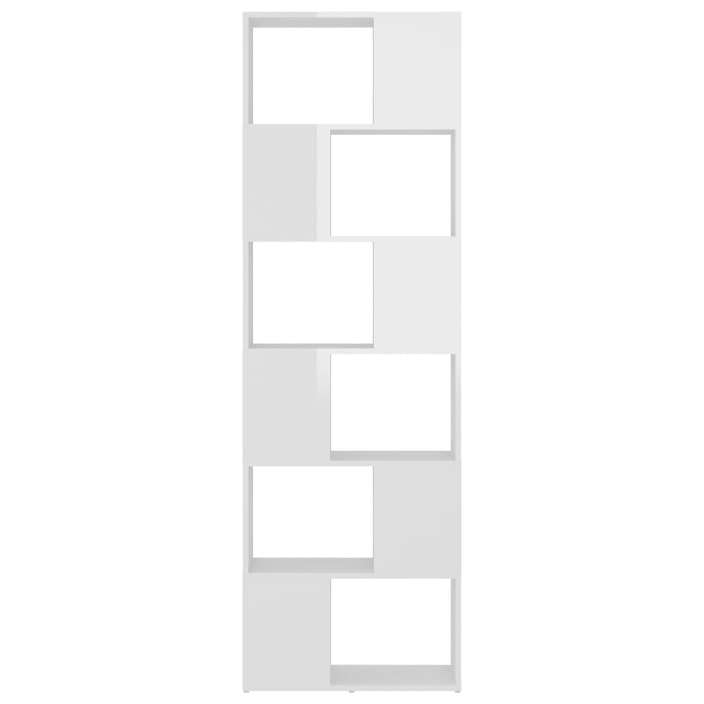 vidaXL Knihovna / dělicí stěna bílá s vysokým leskem 60 x 24 x 186 cm