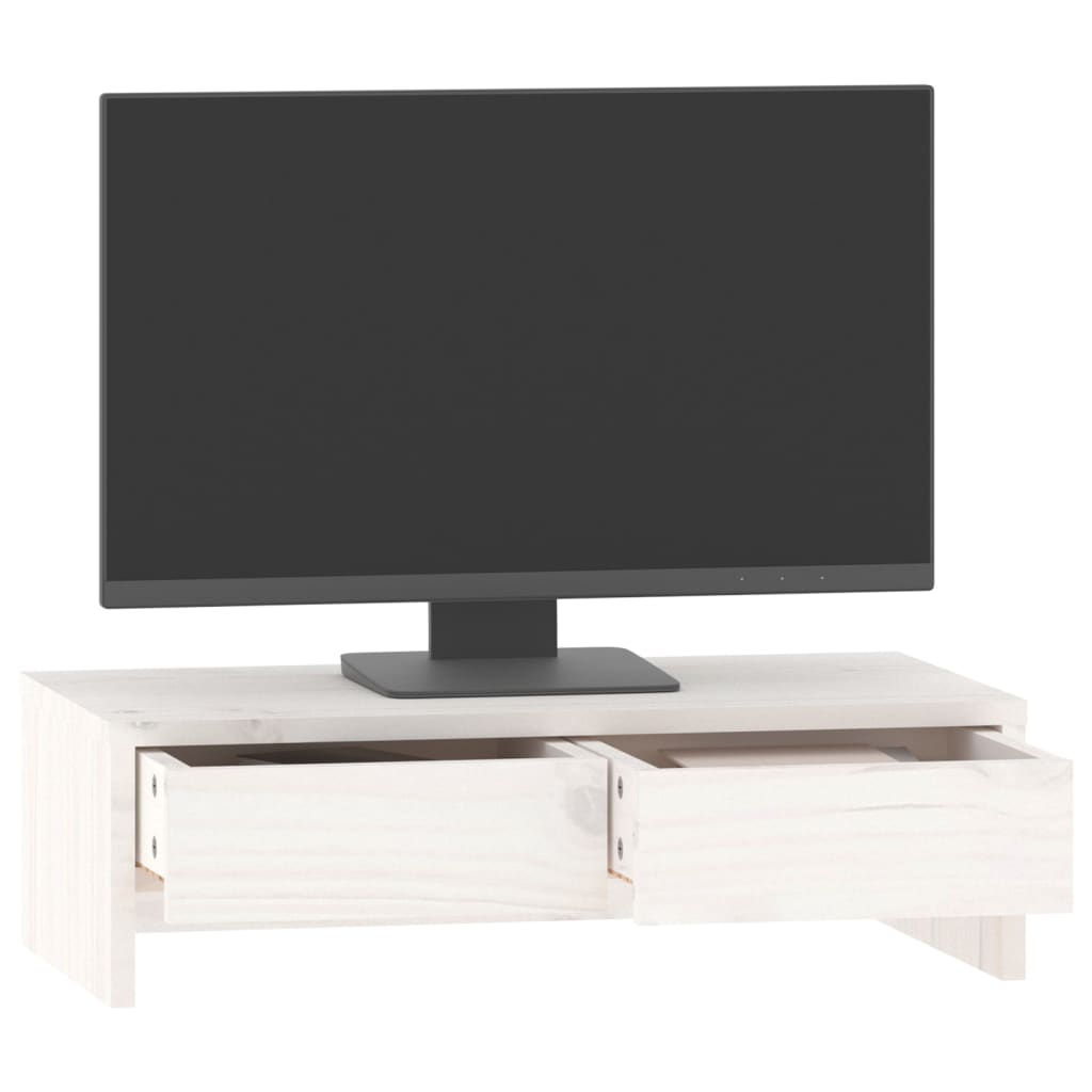 vidaXL Stojan na monitor bílý 50x27x15 cm masivní borové dřevo