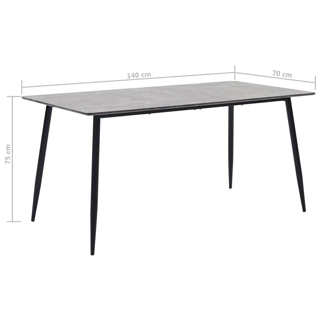 vidaXL Jídelní stůl šedý 140 x 70 x 75 cm MDF