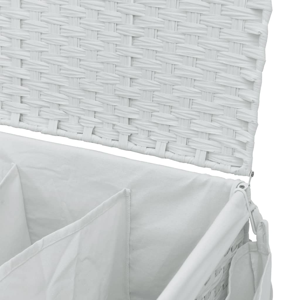vidaXL Koš na prádlo s kolečky bílý 60 x 35 x 60,5 cm ratan