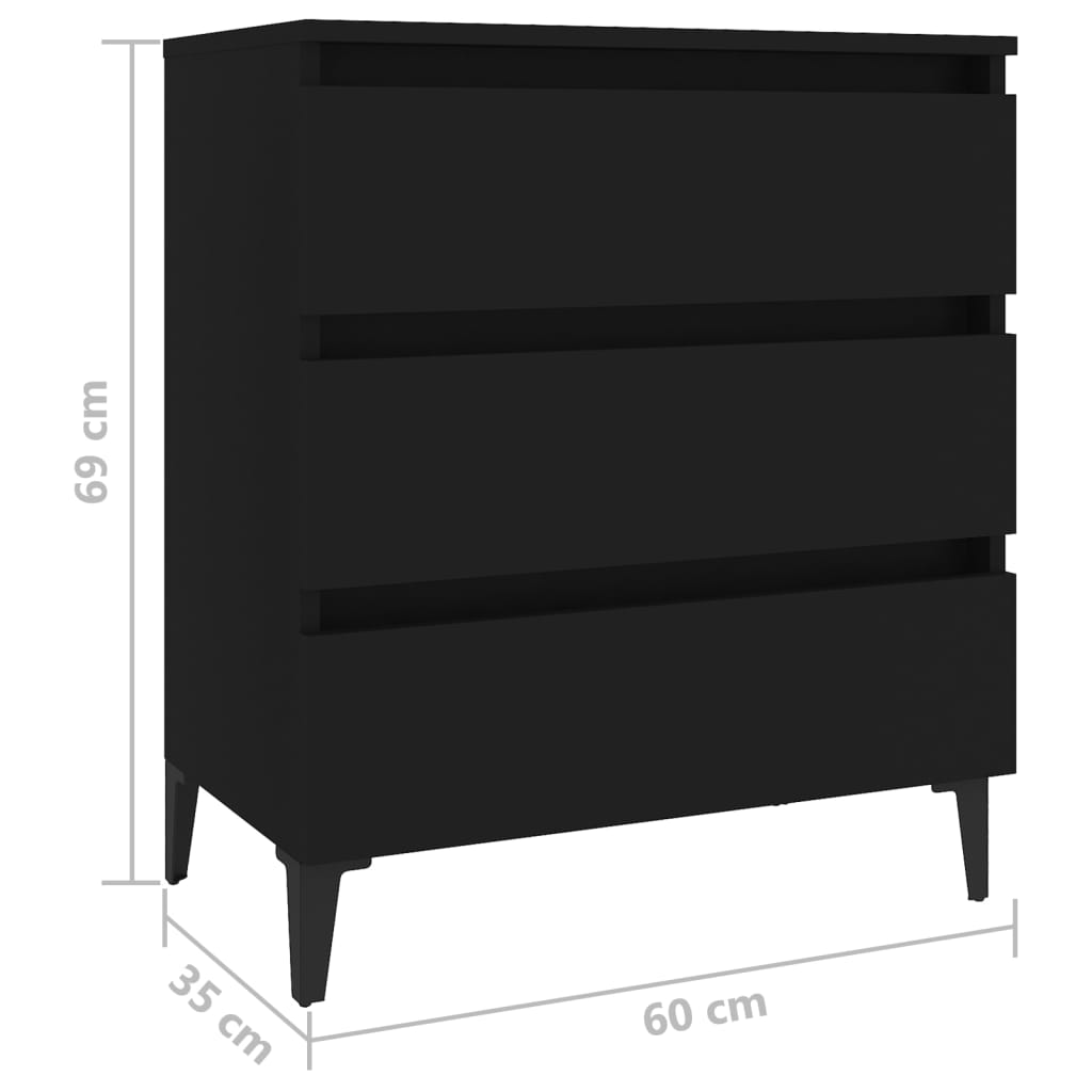 vidaXL Příborník černý 60 x 35 x 69 cm dřevotříska