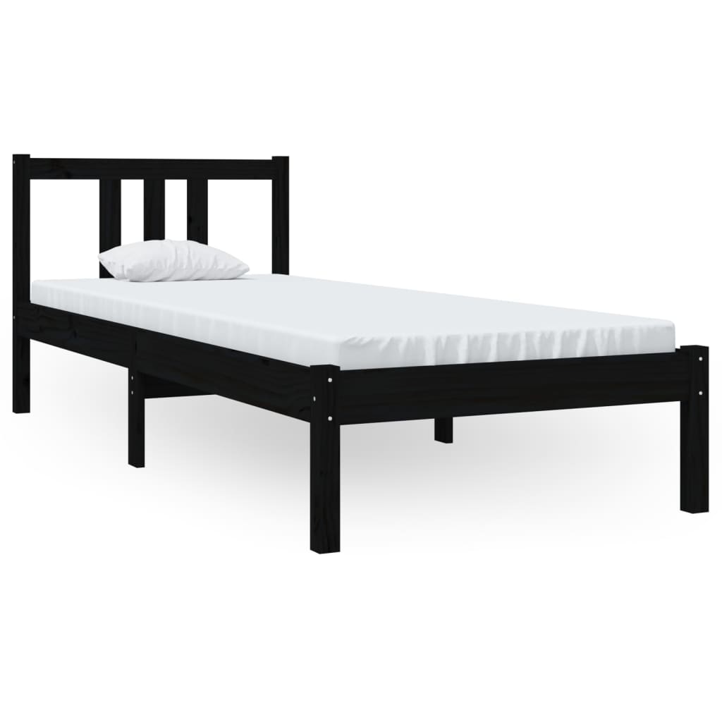 vidaXL Rám postele černý masivní dřevo 75 x 190 cm Small Single