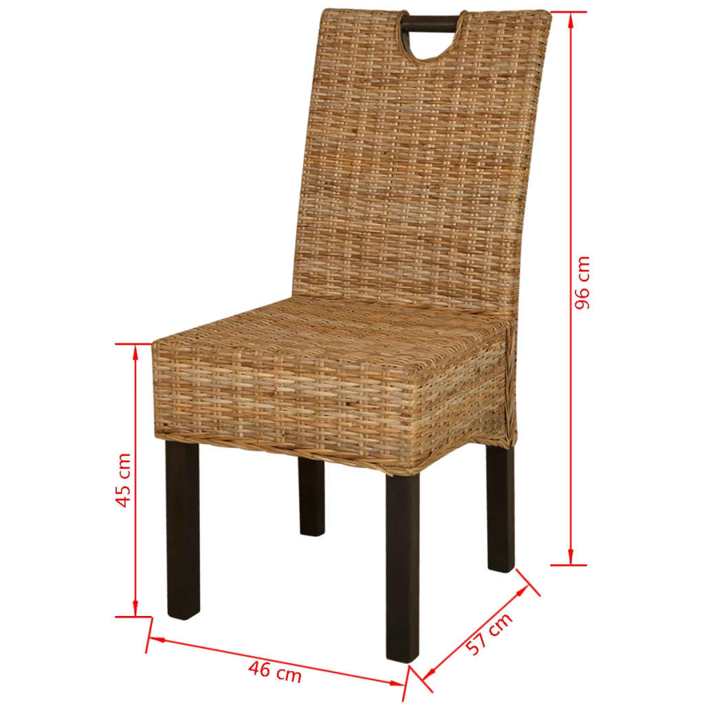 vidaXL Jídelní židle 2 ks ratan kubu a mangovníkové dřevo