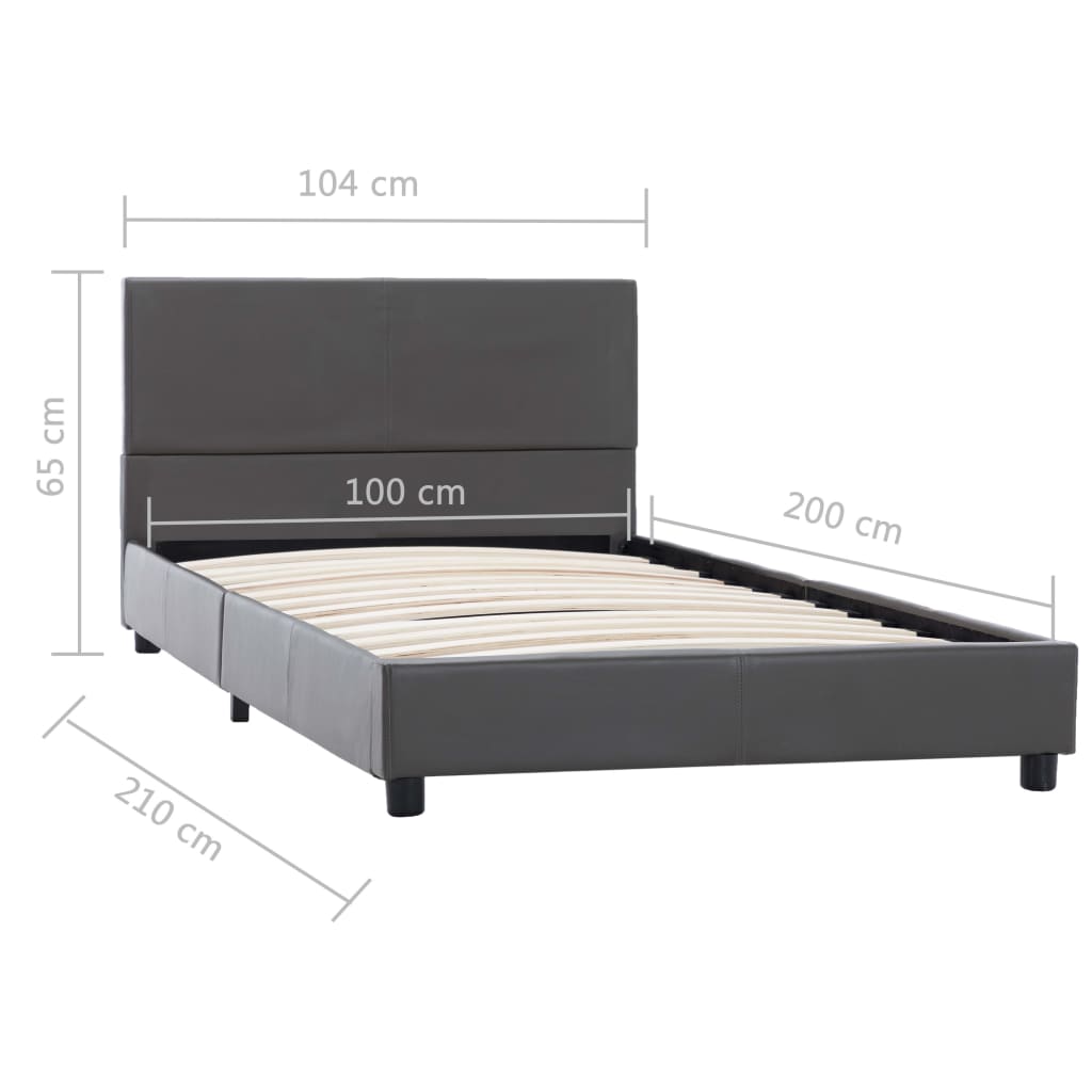 vidaXL Rám postele šedý umělá kůže 100 x 200 cm