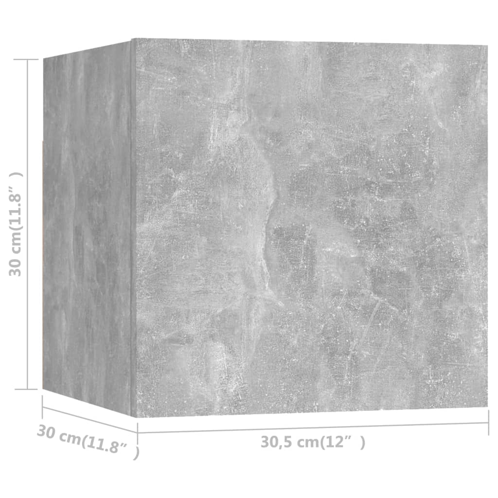 vidaXL Nástěnné TV skříňky 2 ks betonově šedé 30,5 x 30 x 30 cm