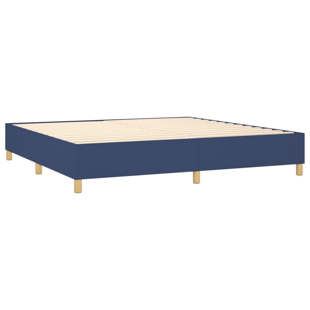 vidaXL Box spring postel s matrací a LED modrá 200x200 cm textil