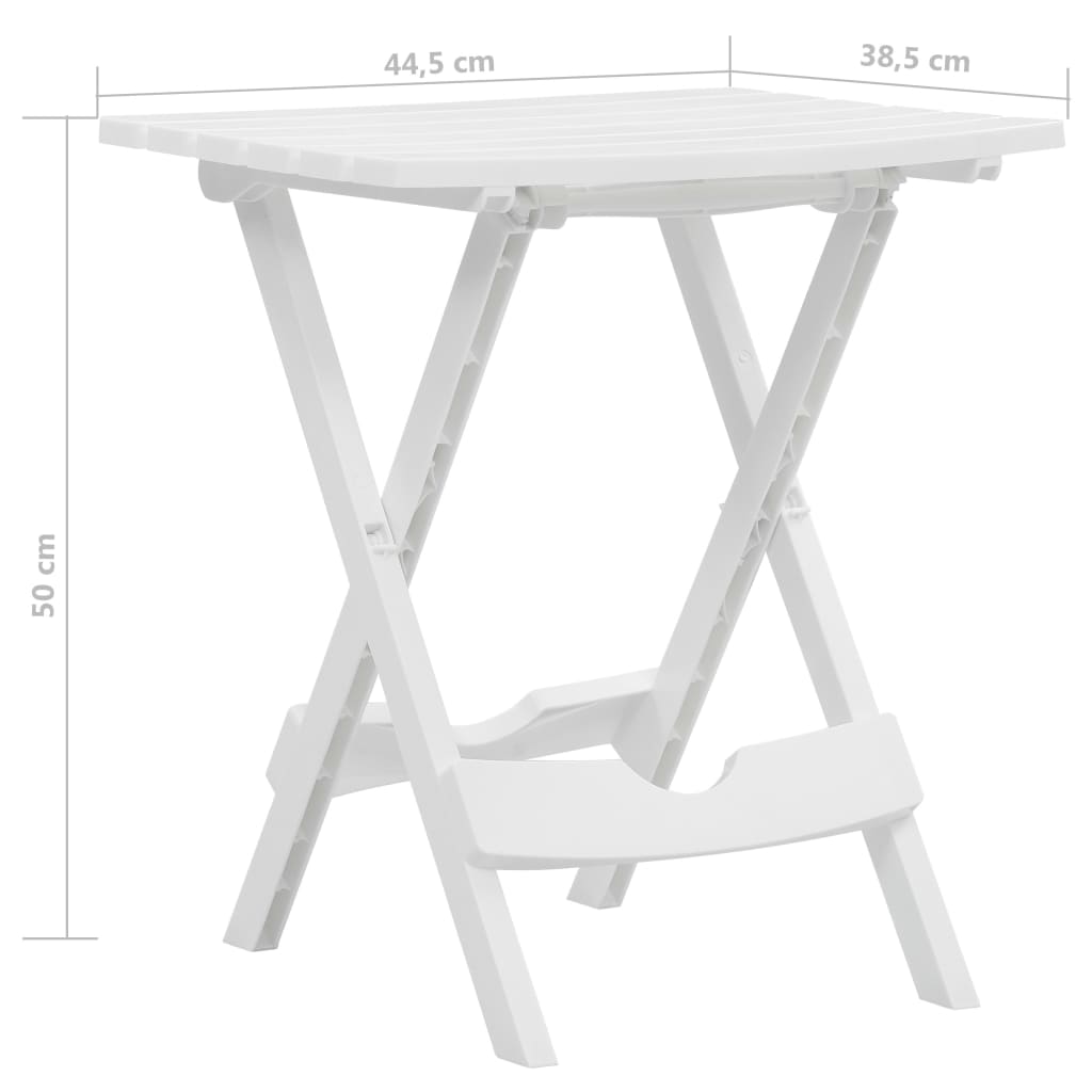 vidaXL Skládací zahradní stůl 45,5 x 38,5 x 50 cm bílý