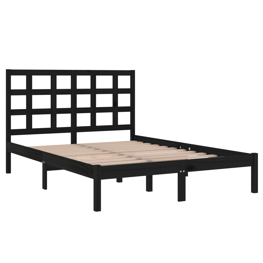 vidaXL Rám postele černý masivní dřevo 140 x 190 cm