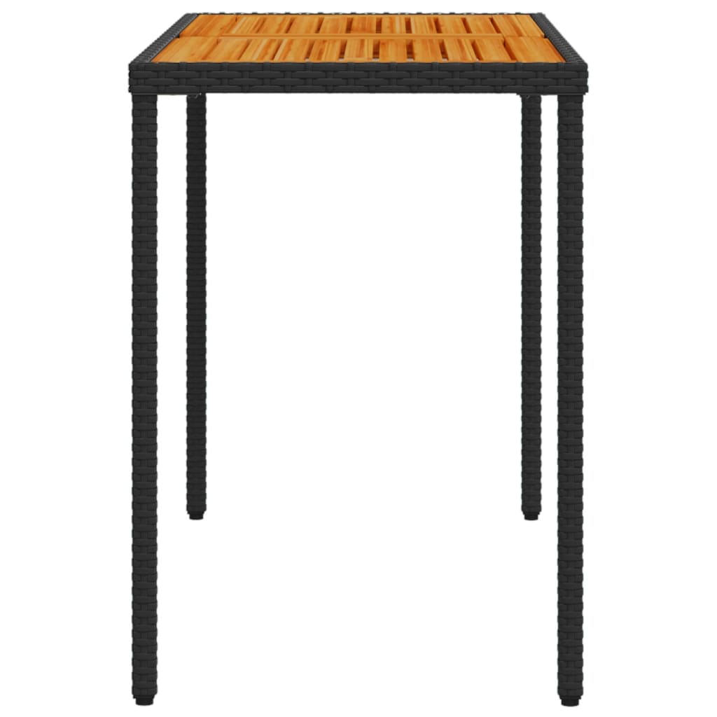 vidaXL Zahradní stůl s akáciovou deskou černý 115x54x74 cm polyratan