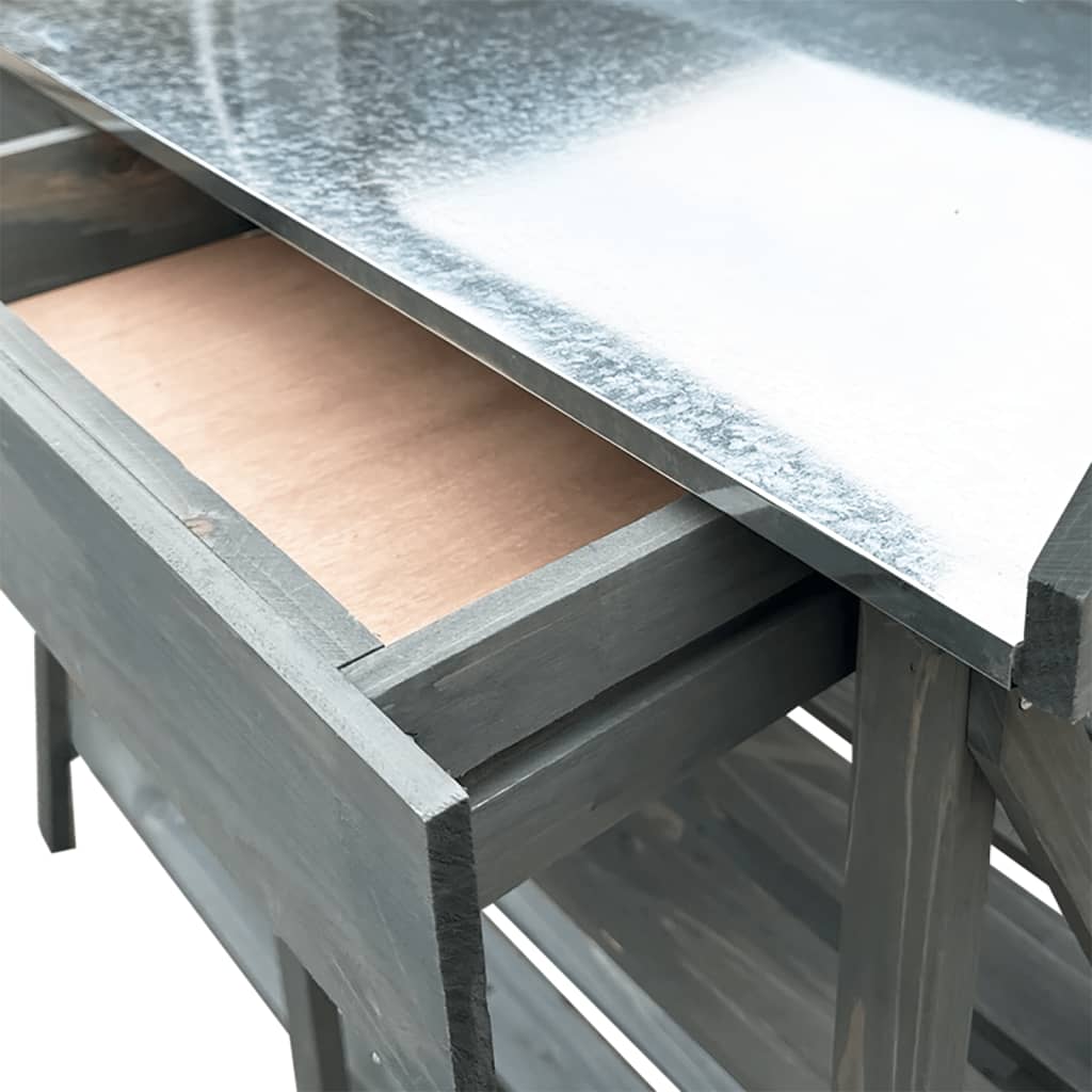 vidaXL Přesazovací stolek s policemi šedý masivní jedlové dřevo