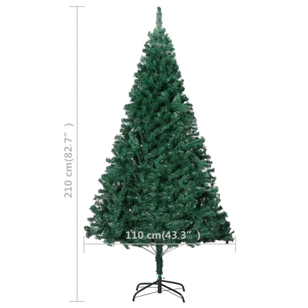 vidaXL Umělý vánoční stromek s LED a hustými větvemi zelený 210 cm