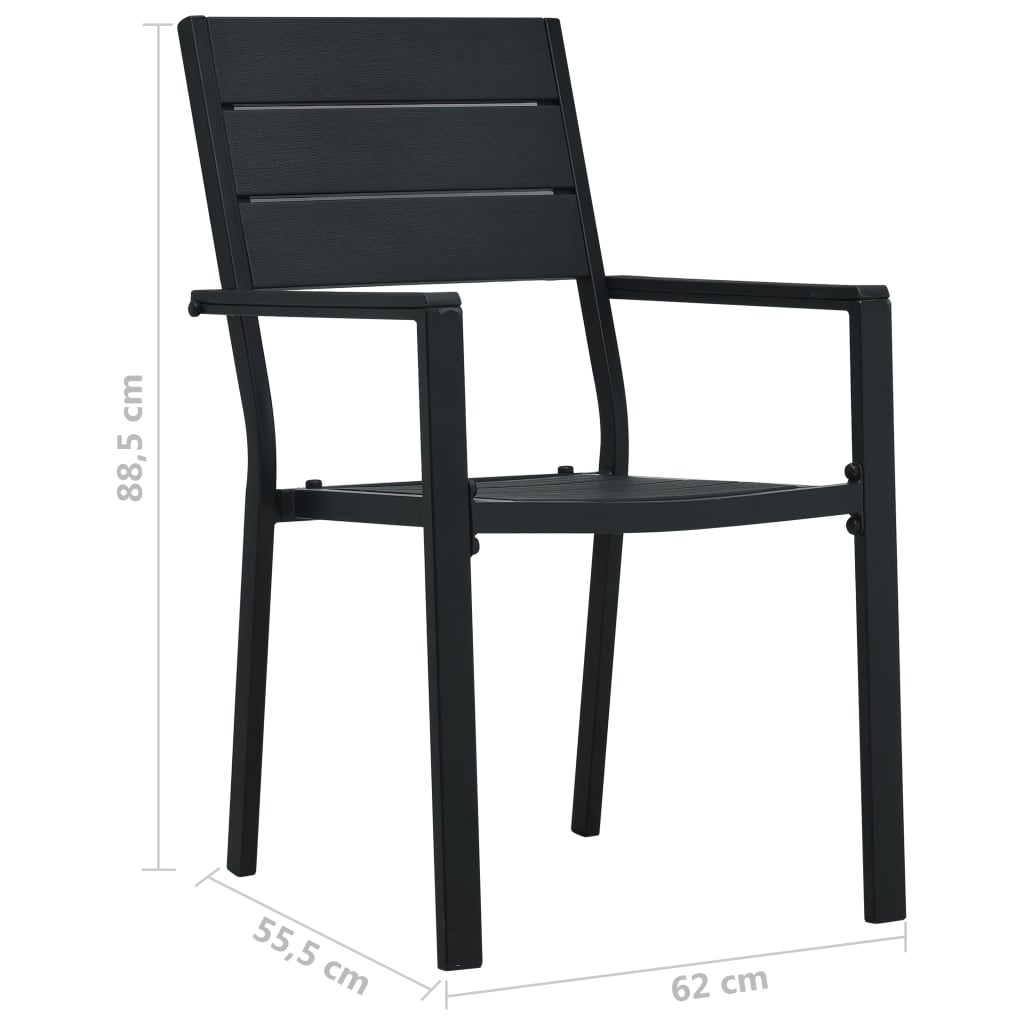 vidaXL Zahradní židle 2 ks černé HDPE dřevěný vzhled