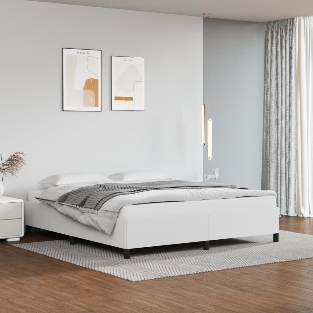 vidaXL Rám postele bílá 160 x 200 cm umělá kůže