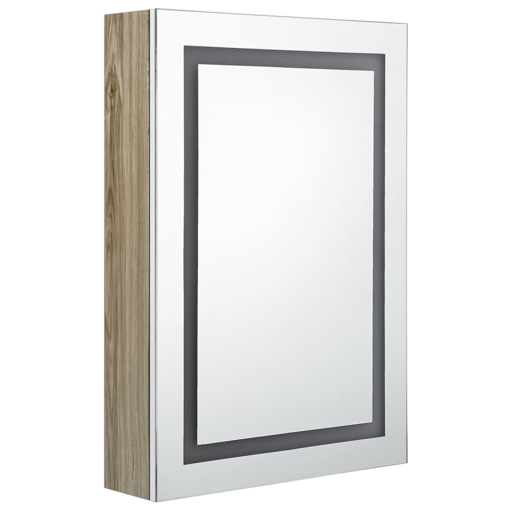 vidaXL LED koupelnová skřínka se zrcadlem bílá a dub 50 x 13 x 70 cm