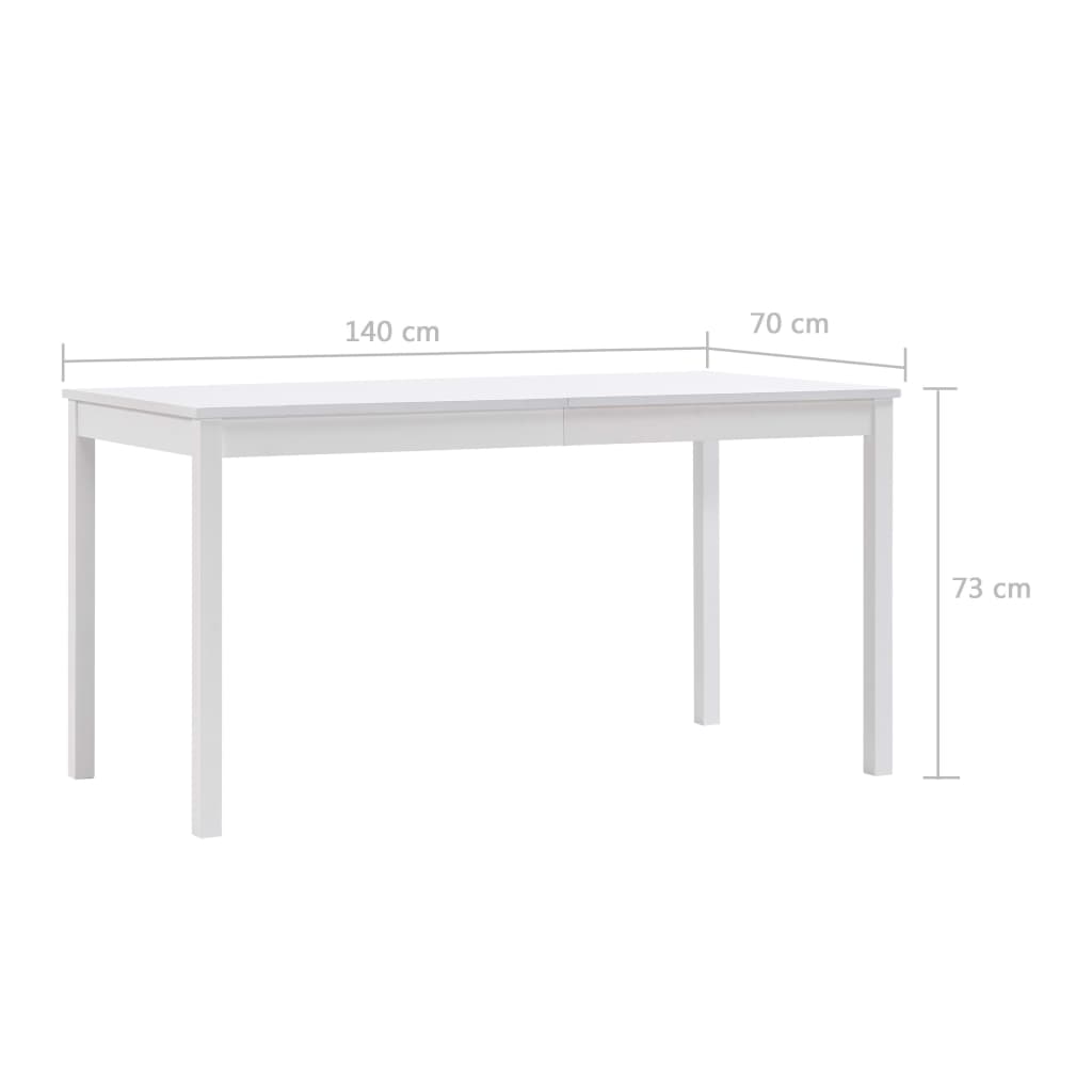vidaXL Jídelní stůl bílý 140 x 70 x 73 cm borové dřevo