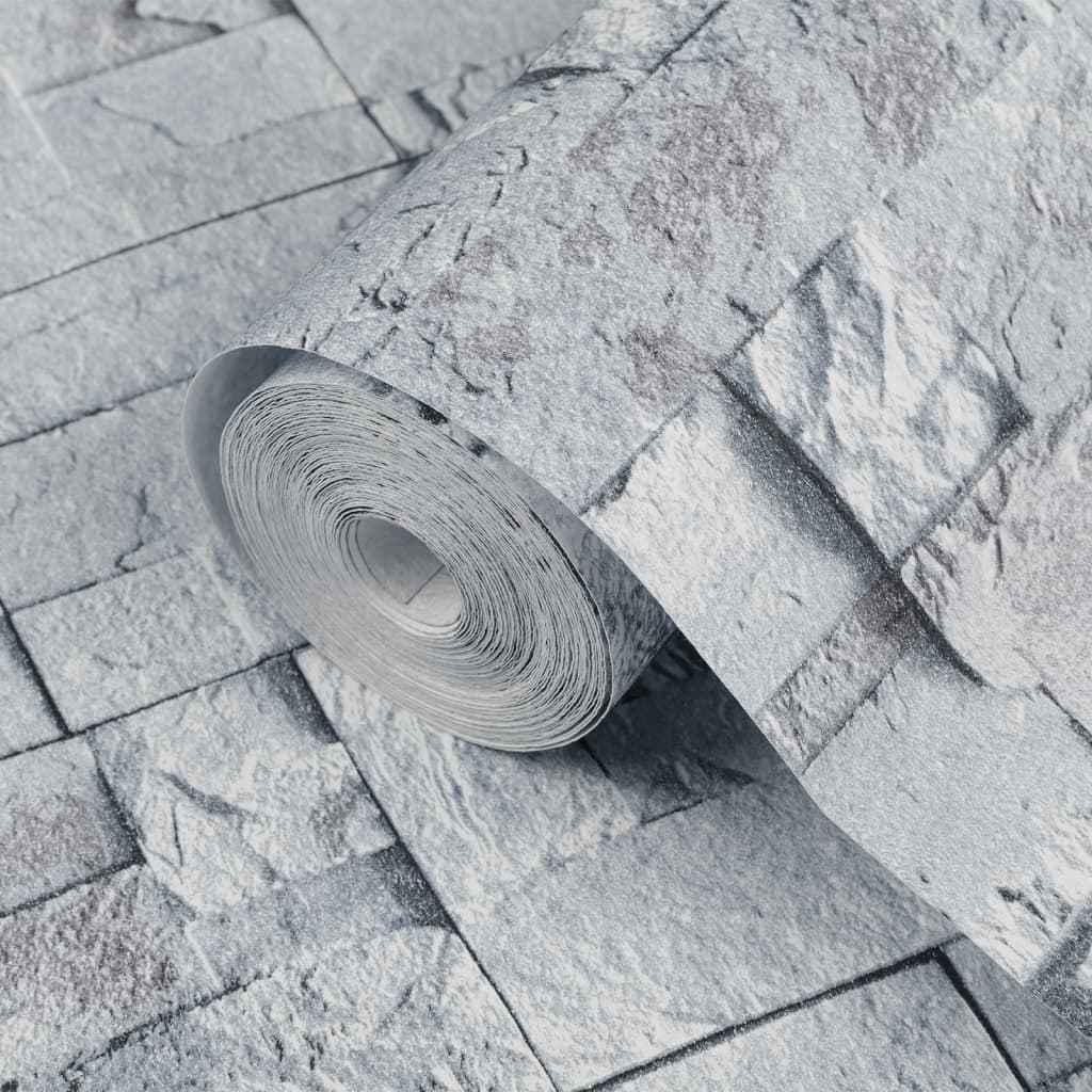 vidaXL Tapeta 3D vzhled kamene světle šedá