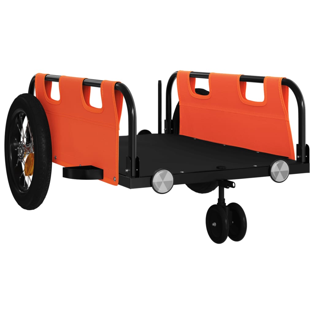 vidaXL Vozík za kolo oranžový oxfordská tkanina a železo