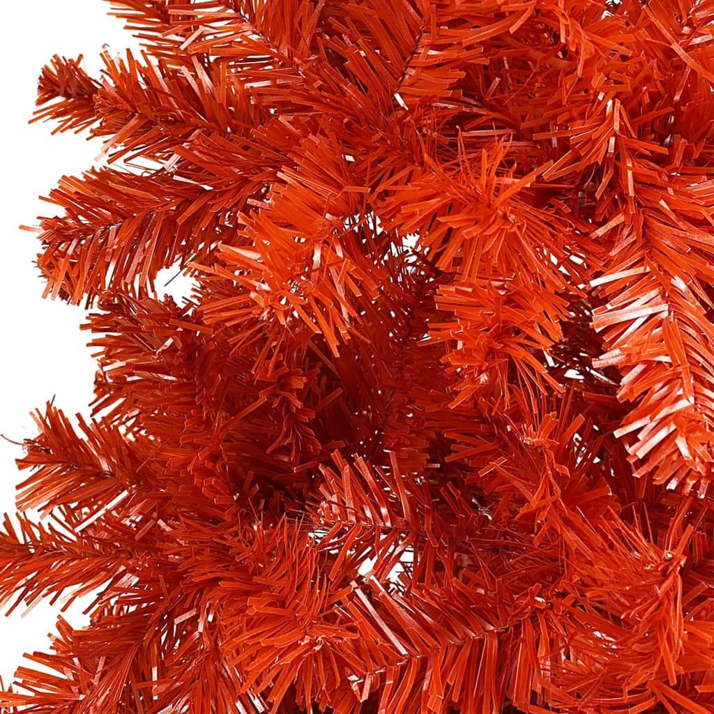vidaXL Úzký vánoční stromek s LED osvětlením červený 150 cm