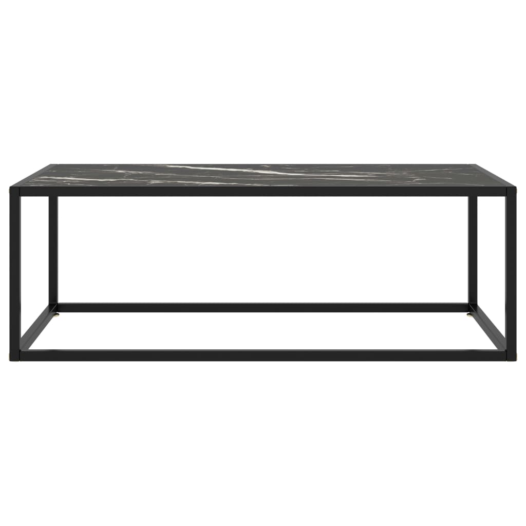 vidaXL Konferenční stolek černý s černým mramorovým sklem 100x50x35cm