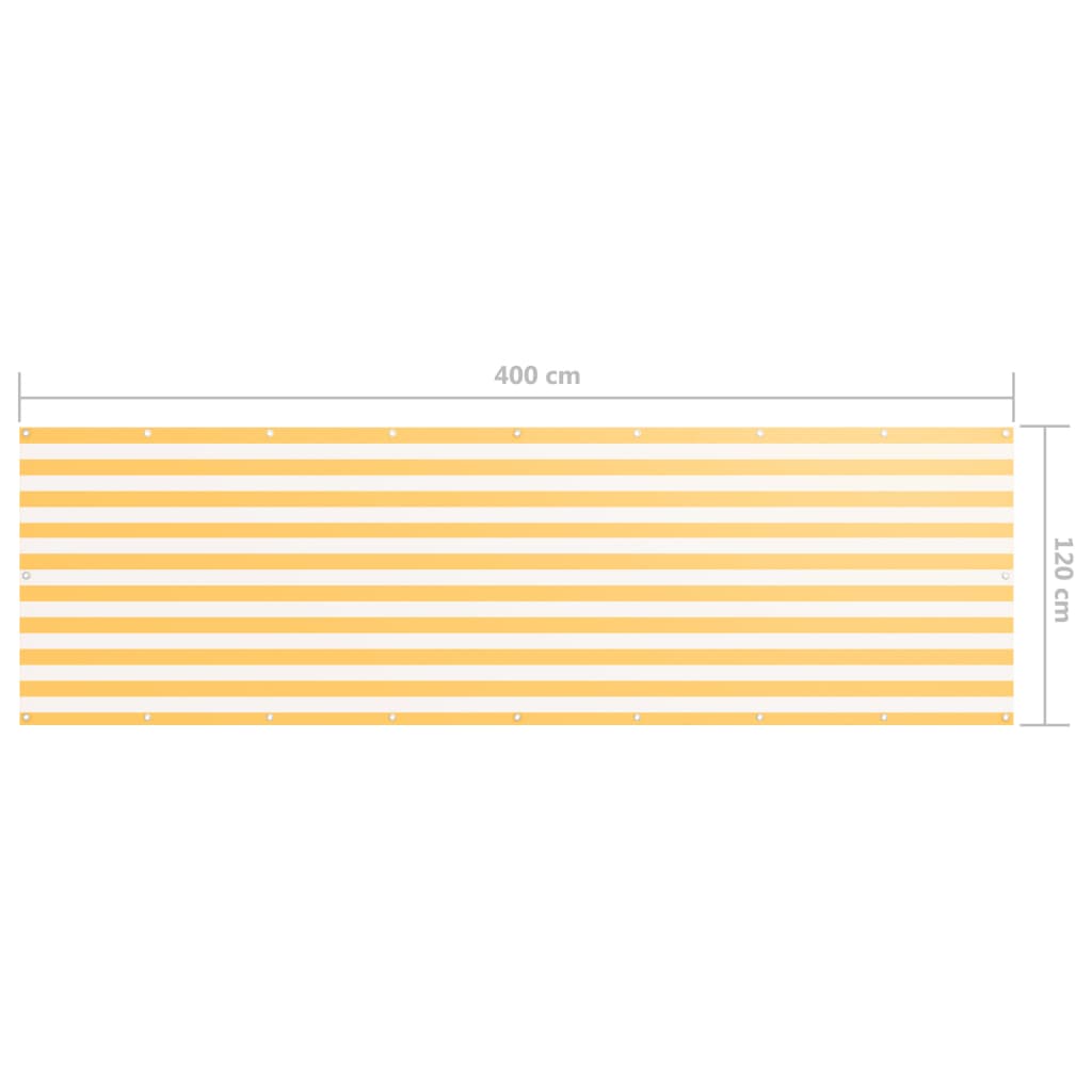 vidaXL Balkónová zástěna bílo-žlutá 120 x 400 cm oxfordská látka