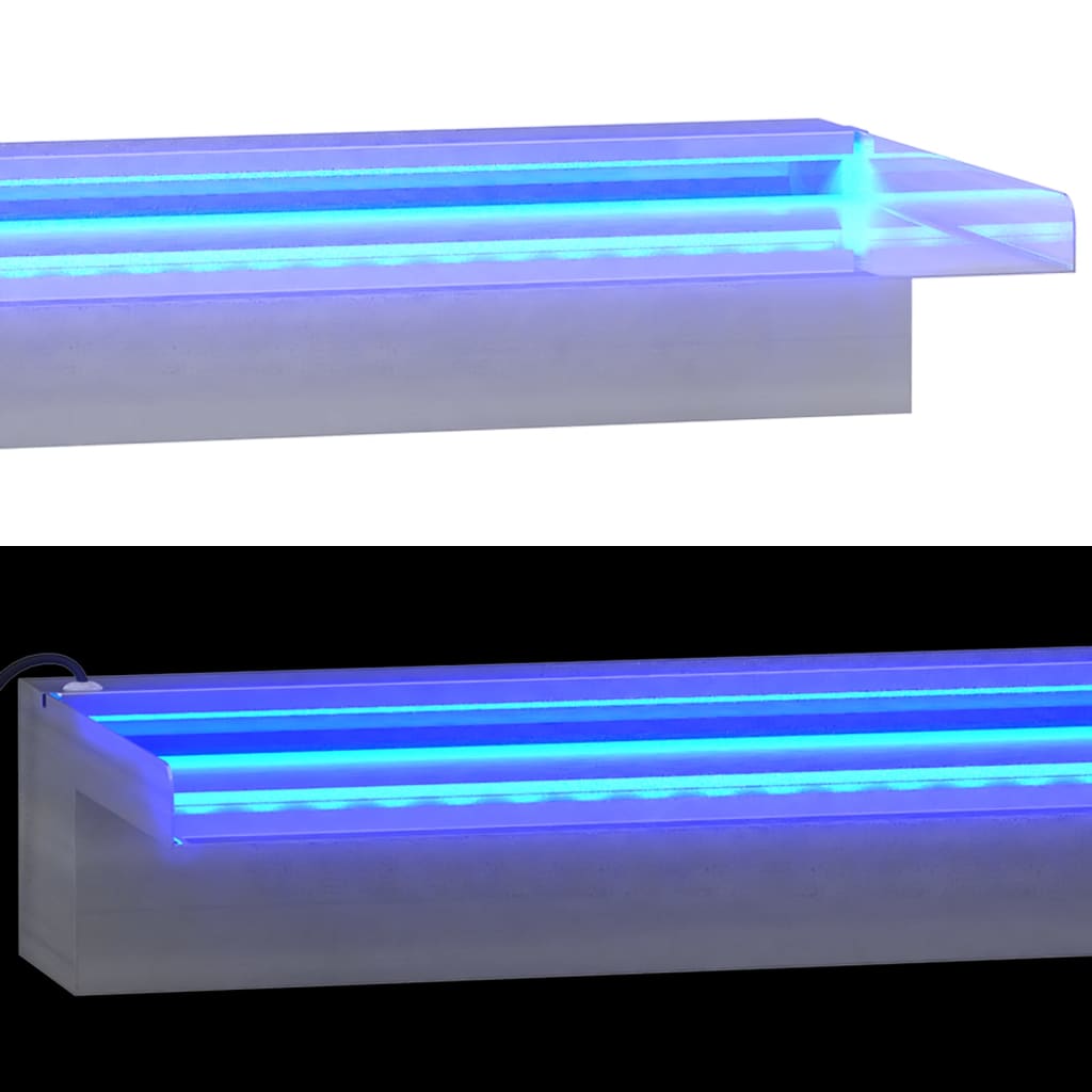 vidaXL Přelivový vodopád s RGB LED osvětlením nerezová ocel 45 cm