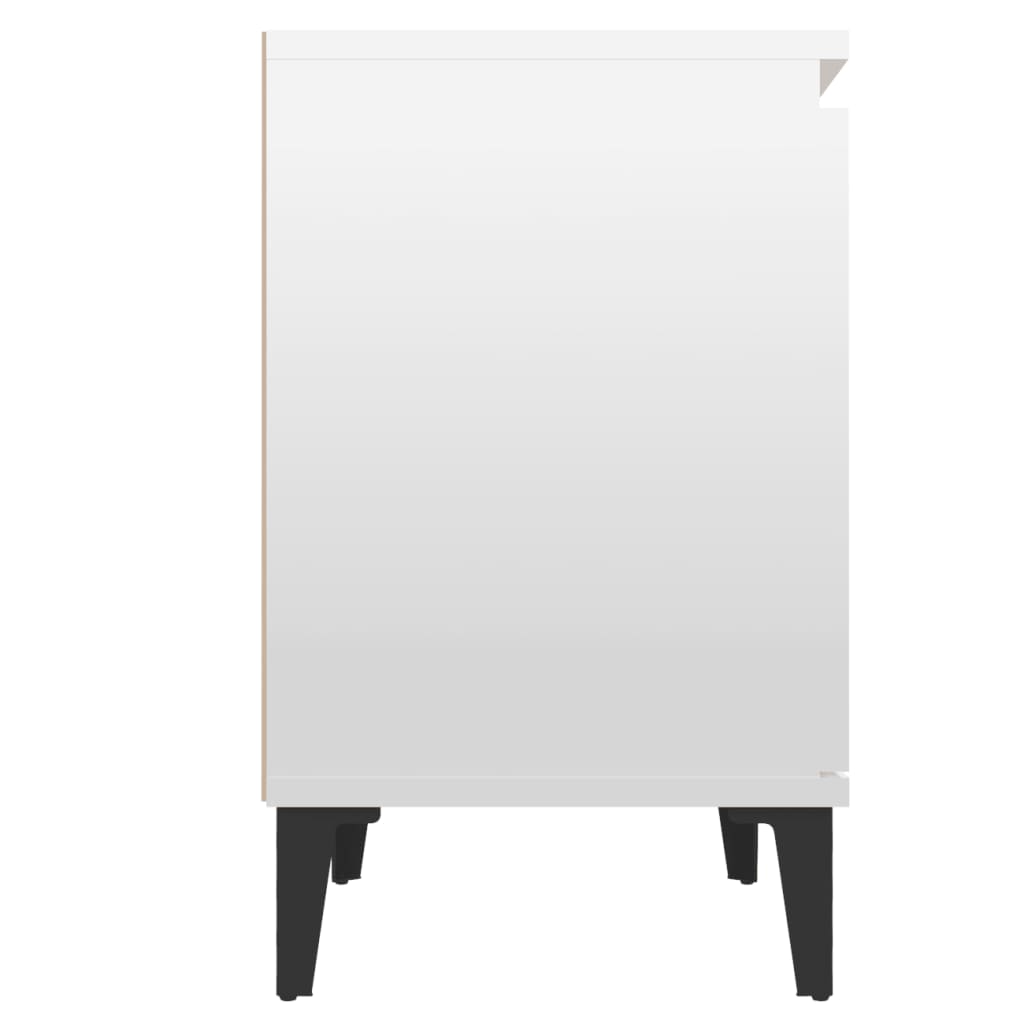 vidaXL Noční stolek s kovovými nohami bílý s vysokým leskem 40x30x50cm