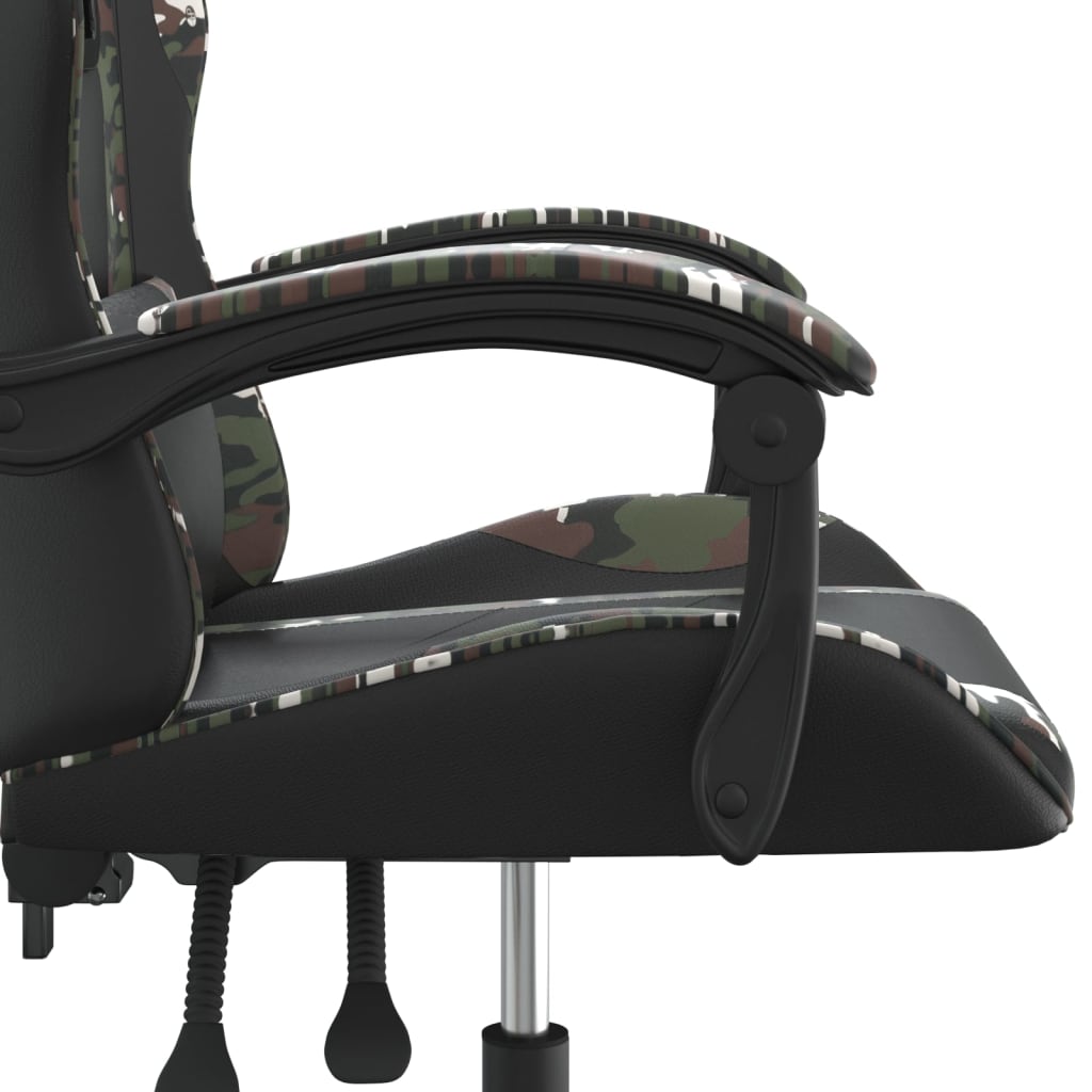 vidaXL Otočná herní židle černá a maskáčová umělá kůže