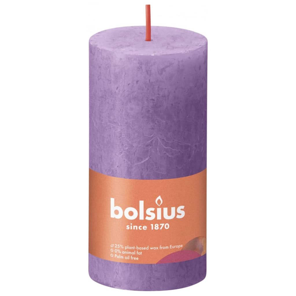 Bolsius Rustikální válcové svíčky Shine 8 ks 100 x 50 mm zářivě fialové