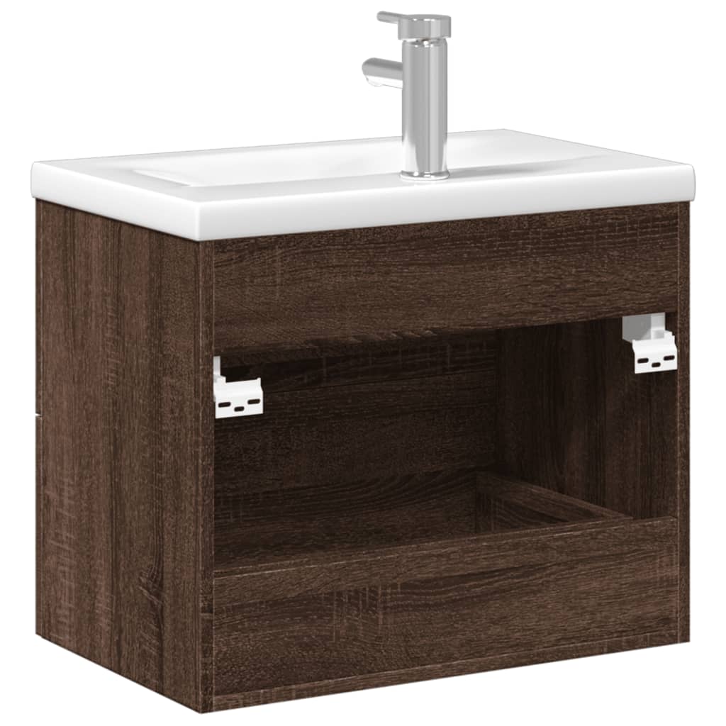 vidaXL Koupelnová skříňka se zápustným umyvadlem hnědý dub