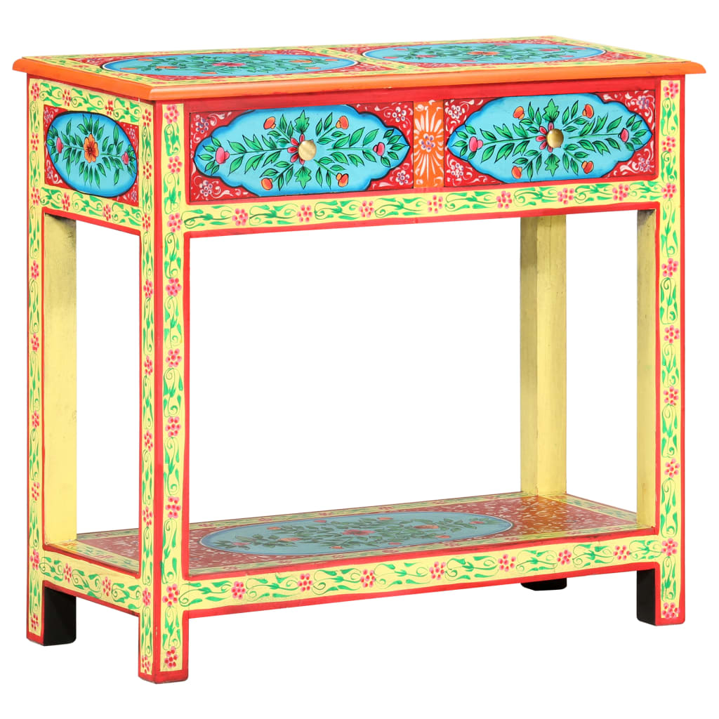 vidaXL Ručně malovaný konzolový stolek 80x35x75 cm masivní mangovník
