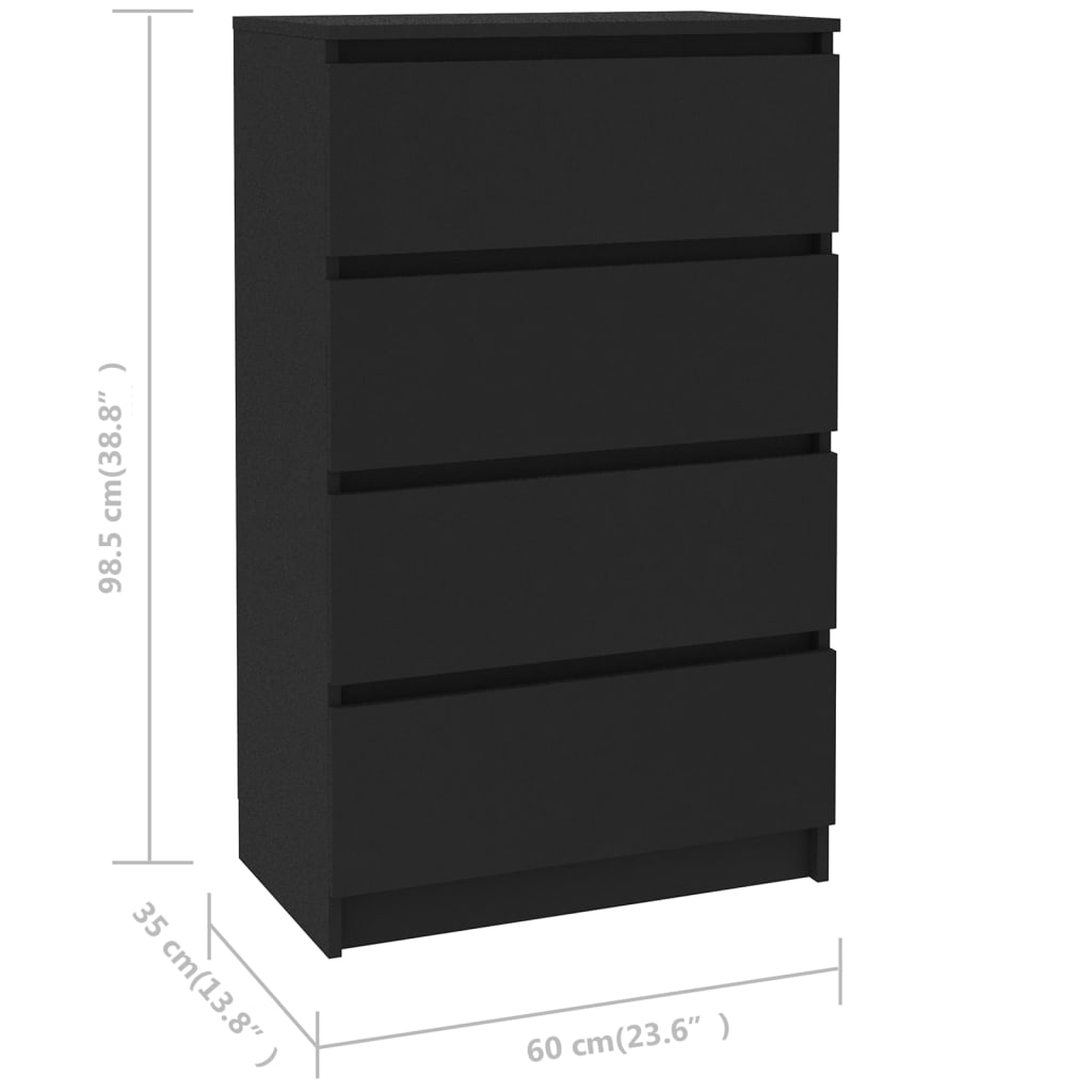 vidaXL Příborník černý 60 x 35 x 98,5 cm kompozitní dřevo