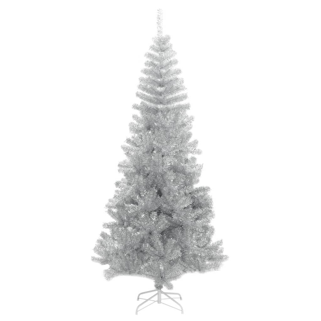 vidaXL Umělý vánoční stromek se stojanem stříbrný 210 cm PET
