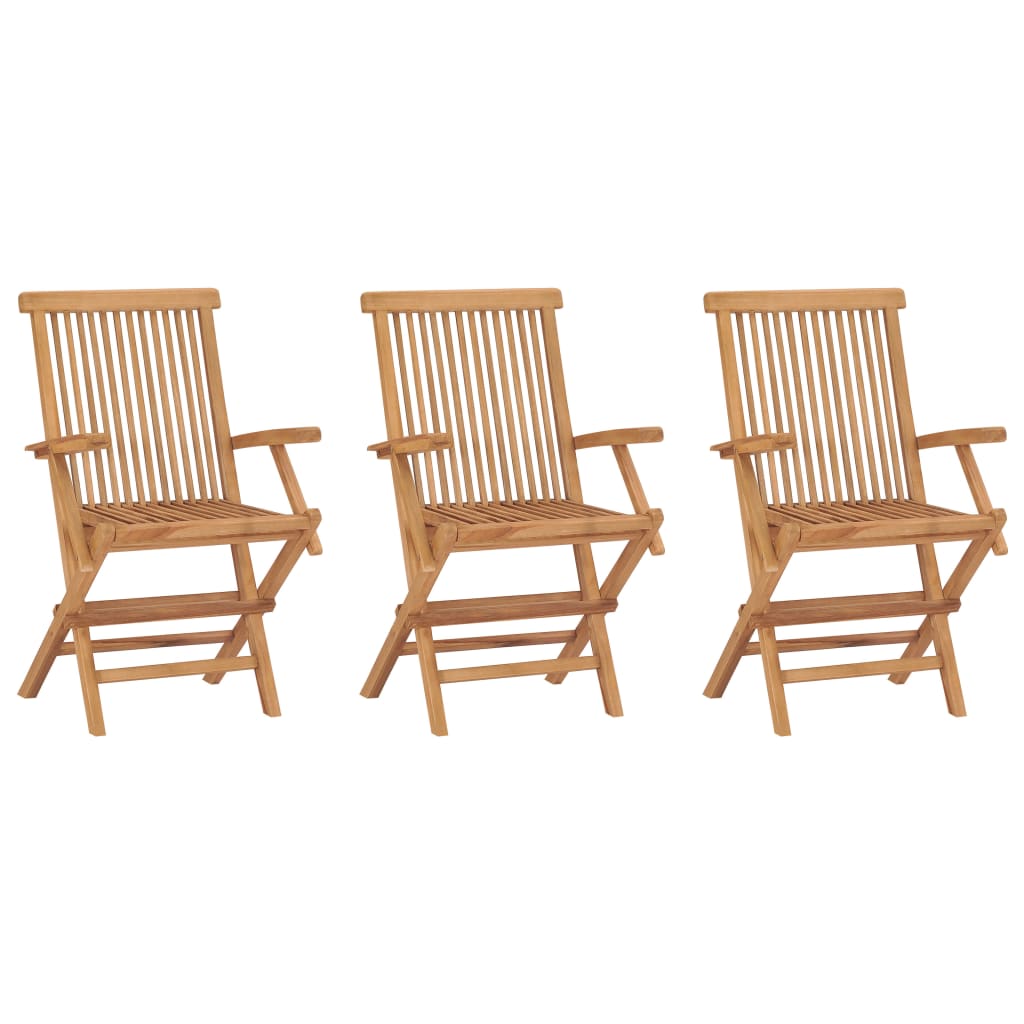 vidaXL Skládací zahradní židle 3 ks masivní teakové dřevo
