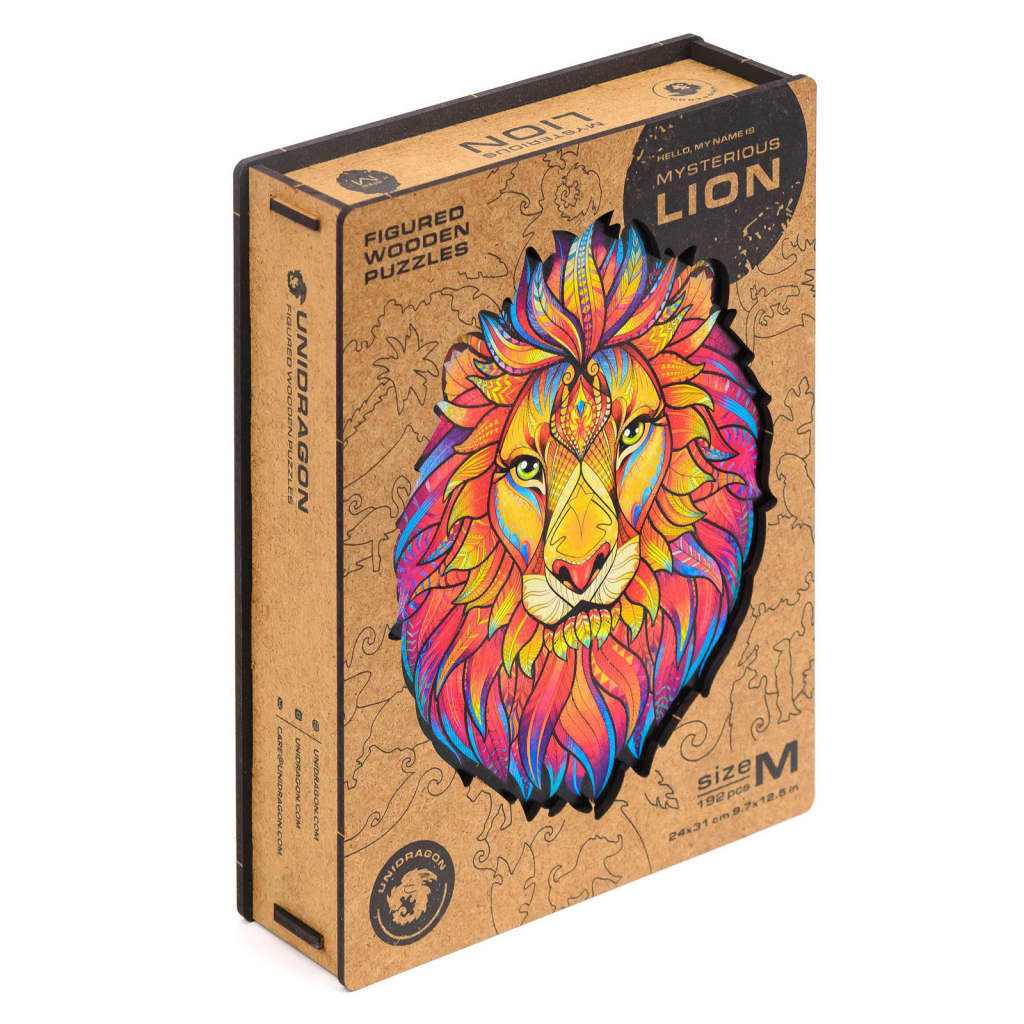 UNIDRAGON 186dílné dřevěné puzzle Mysterious Lion střední 24 x 31 cm