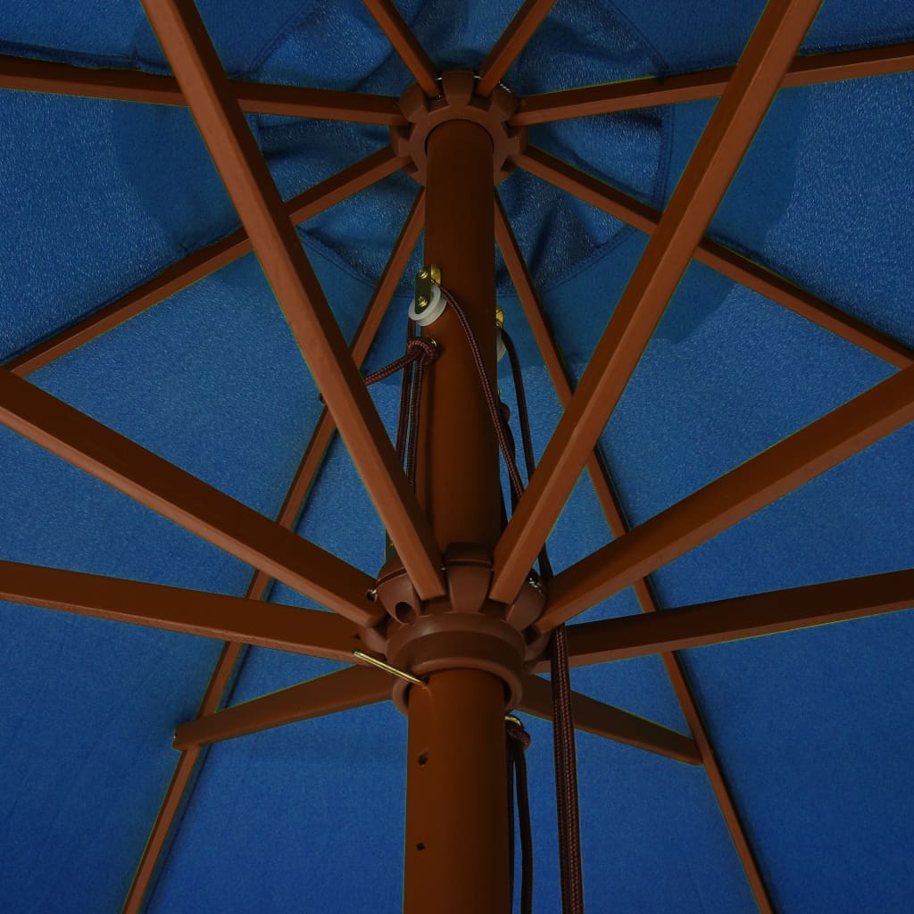 vidaXL Zahradní slunečník s dřevěnou tyčí 330 cm azurově modrý