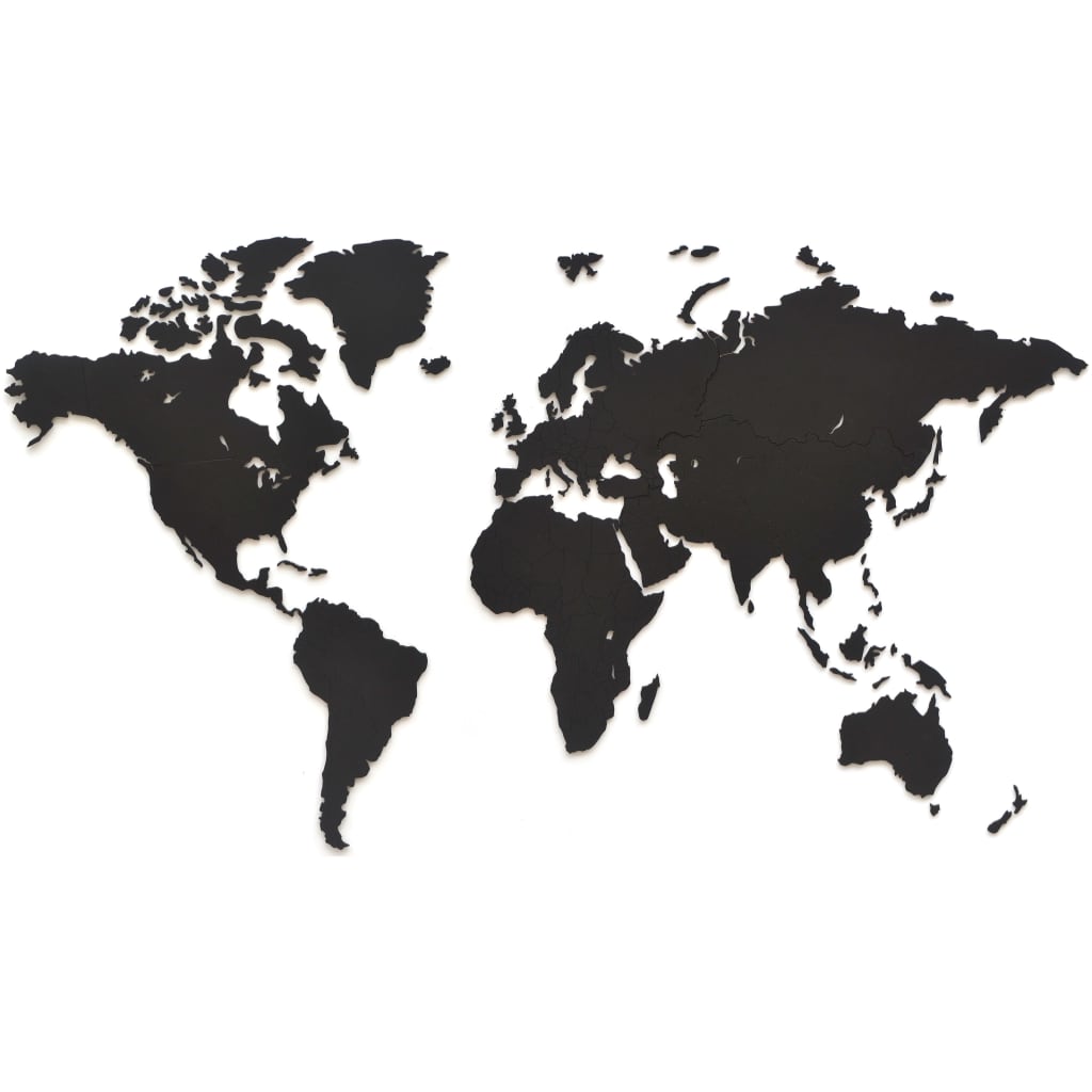 MiMi Innovations Dřevěná nástěnná mapa světa Luxury černá 90 x 54 cm
