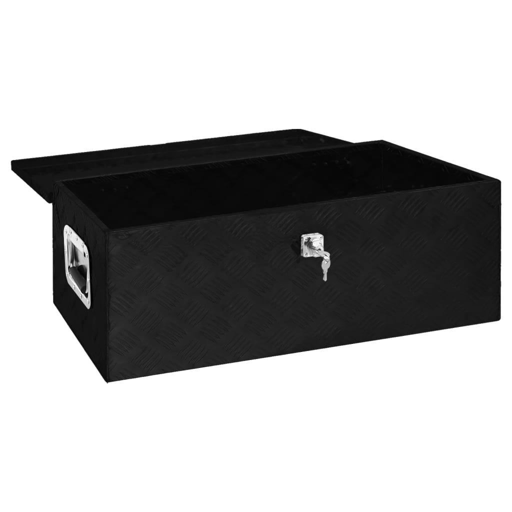 vidaXL Úložný box černý 80 x 39 x 30 cm hliník