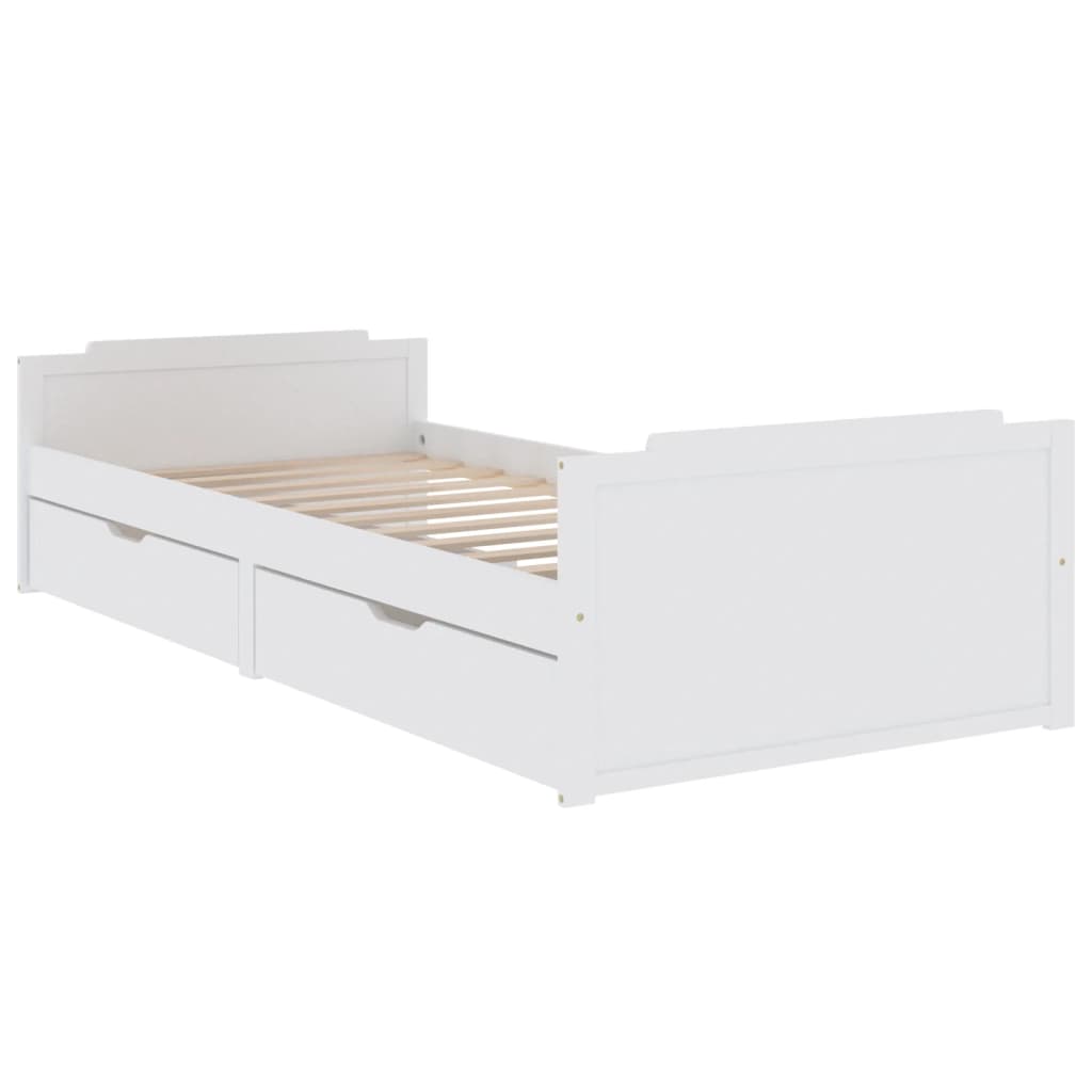 vidaXL Rám postele se zásuvkami bílý masivní borové dřevo 90 x 200 cm