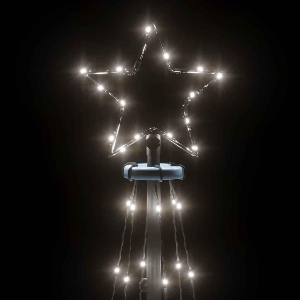 vidaXL Vánoční stromek kužel 108 studených bílých LED diod 70 x 180 cm