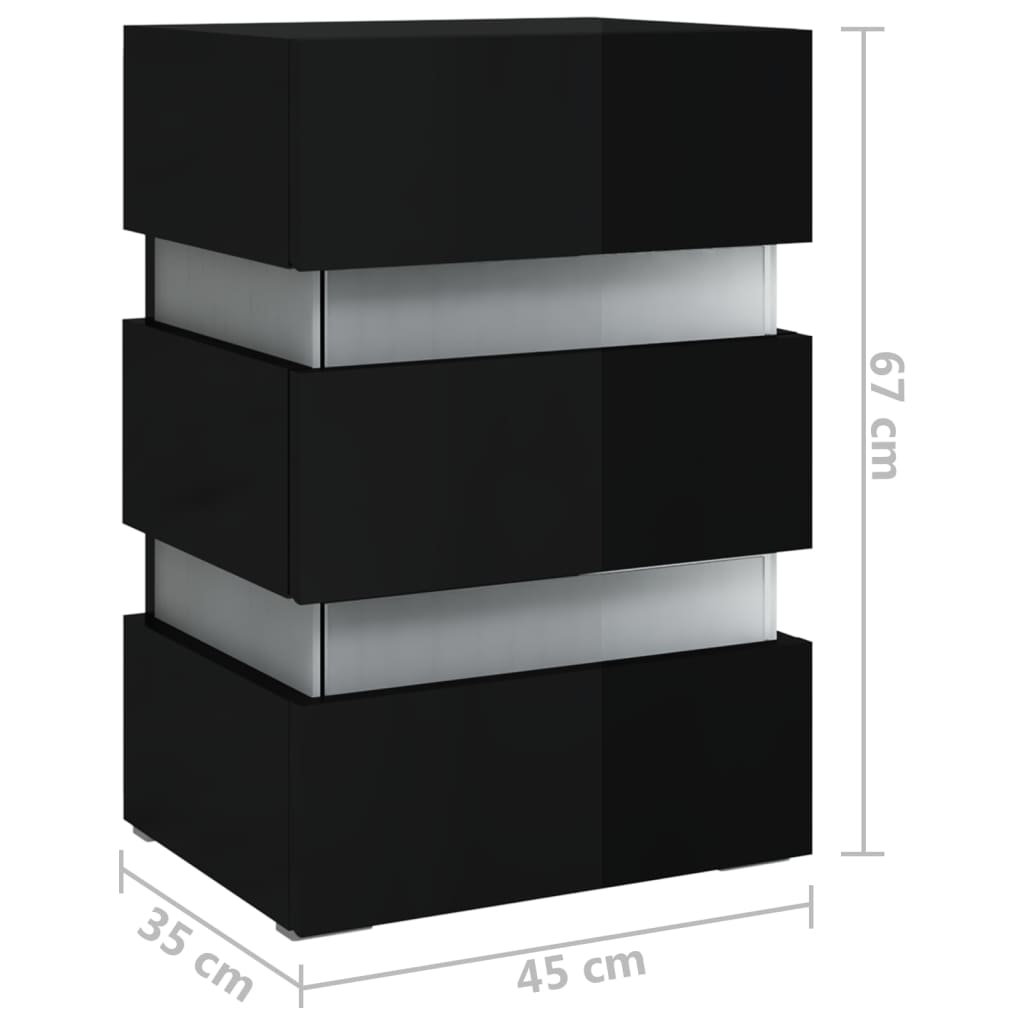 vidaXL Noční stolek s LED lesklý černý 45x35x67 cm kompozitní dřevo