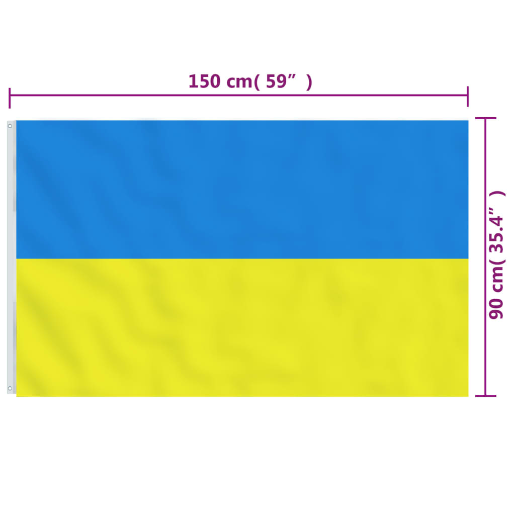 vidaXL Ukrajinská vlajka s mosaznými průchodkami 90 x 150 cm
