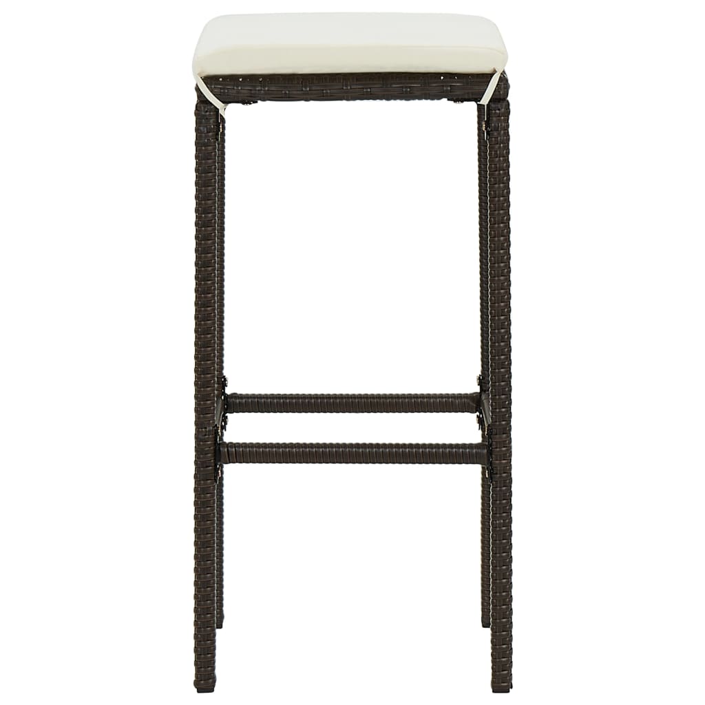 vidaXL Barové stoličky s poduškami 2 ks hnědé polyratan