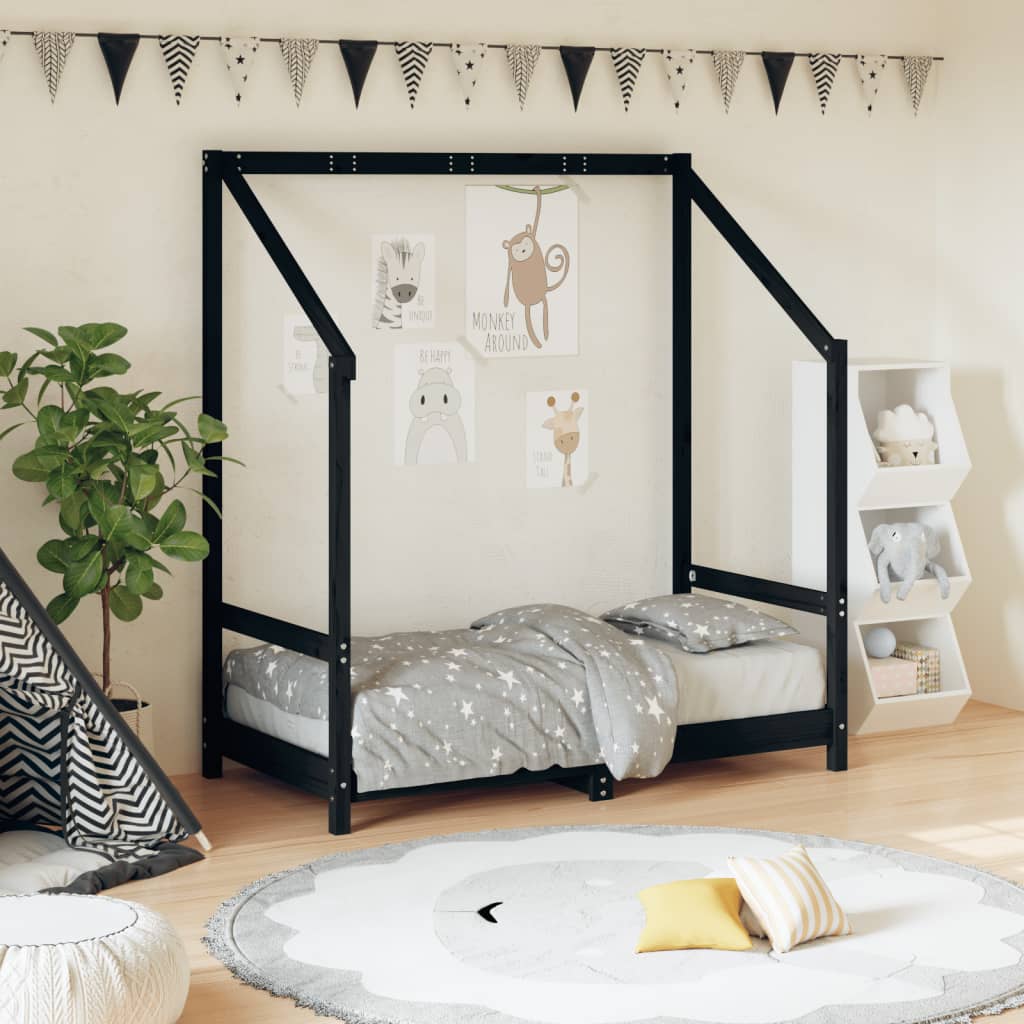 vidaXL Dětská postel černá 70 x 140 cm masivní borové dřevo