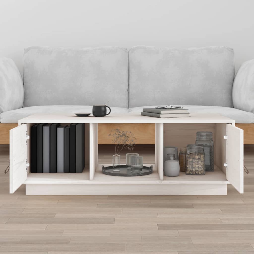 vidaXL Konferenční stolek bílý 100x50x35 cm masivní borové dřevo
