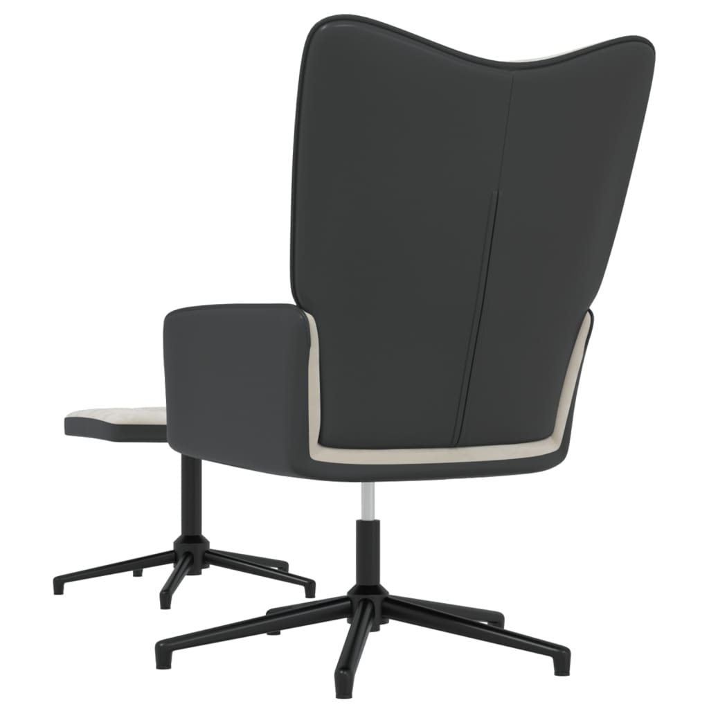 vidaXL Relaxační křeslo se stoličkou světle šedé samet a PVC