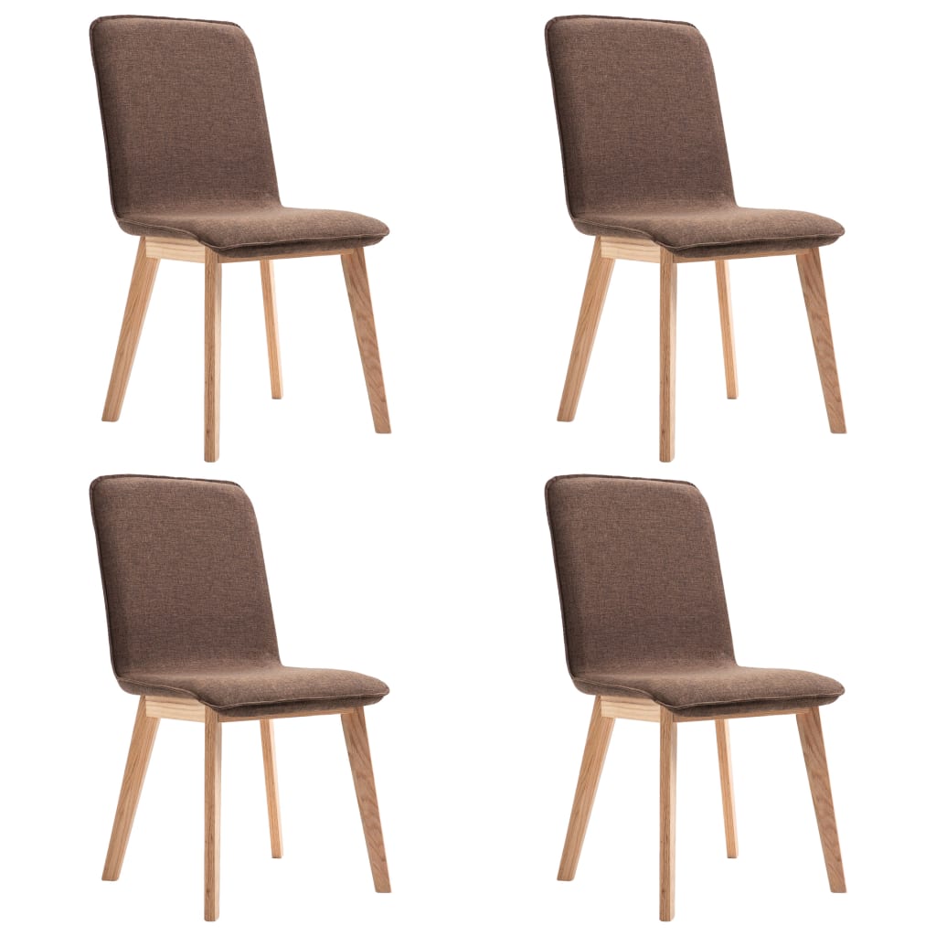 vidaXL Jídelní židle 4 ks hnědé textil a masivní dubové dřevo