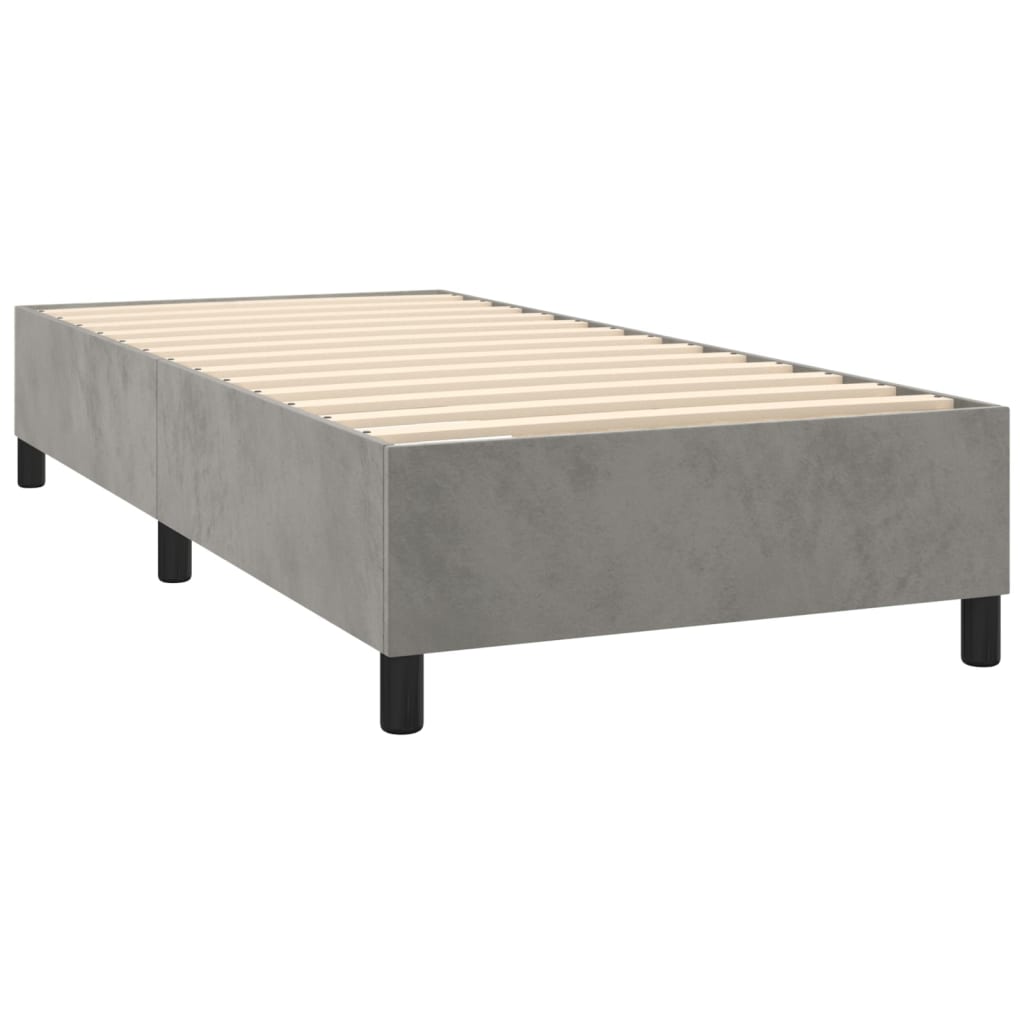 vidaXL Box spring postel s matrací a LED světle šedá 90x190 cm samet