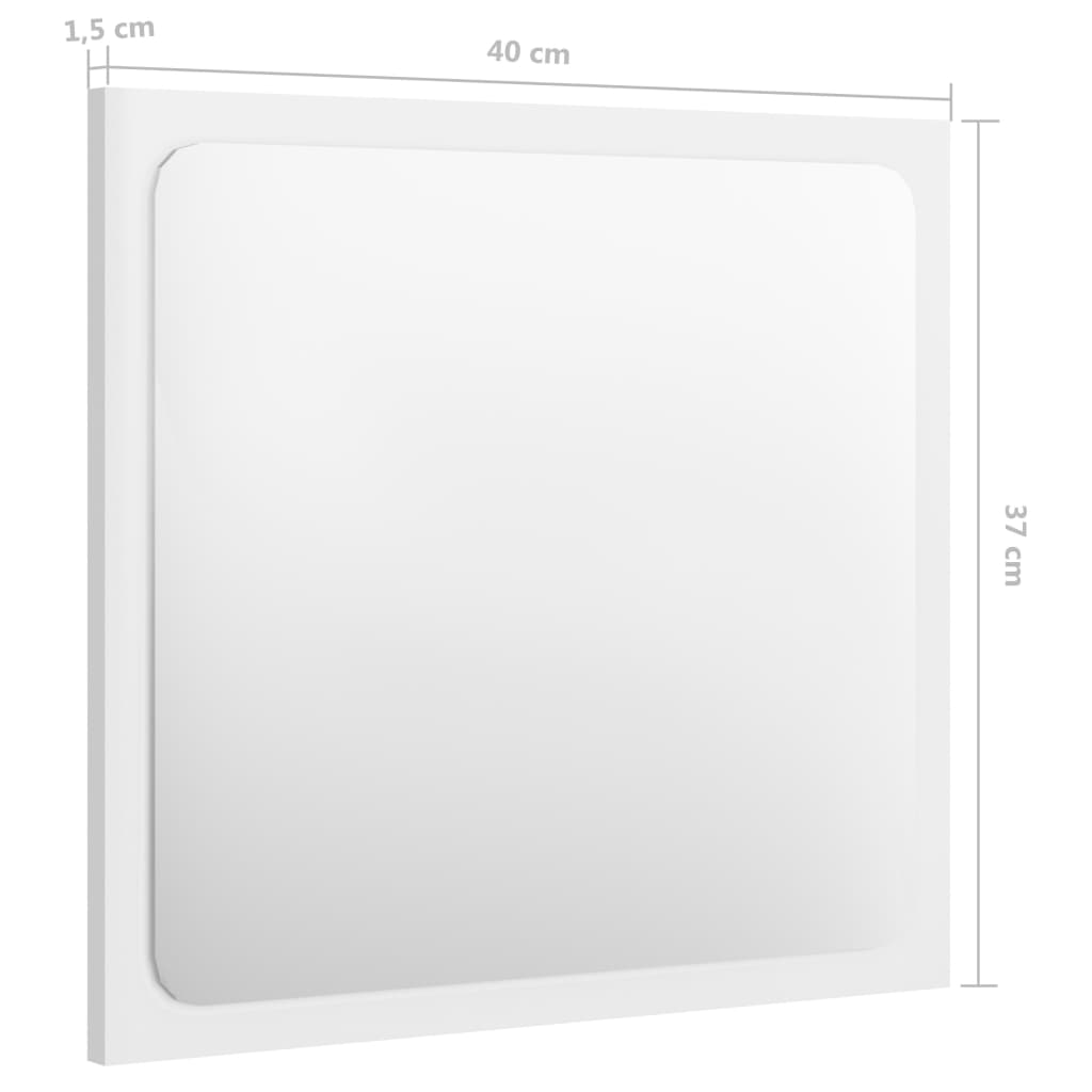 vidaXL Koupelnové zrcadlo bílé vysoký lesk 40x1,5x37 cm dřevotříska