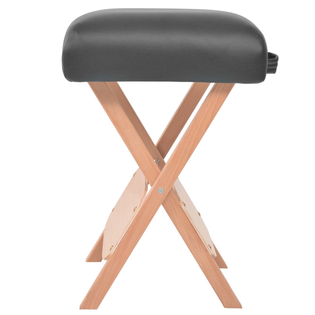 vidaXL Skládací masážní stolička 12 cm silný sedák černá