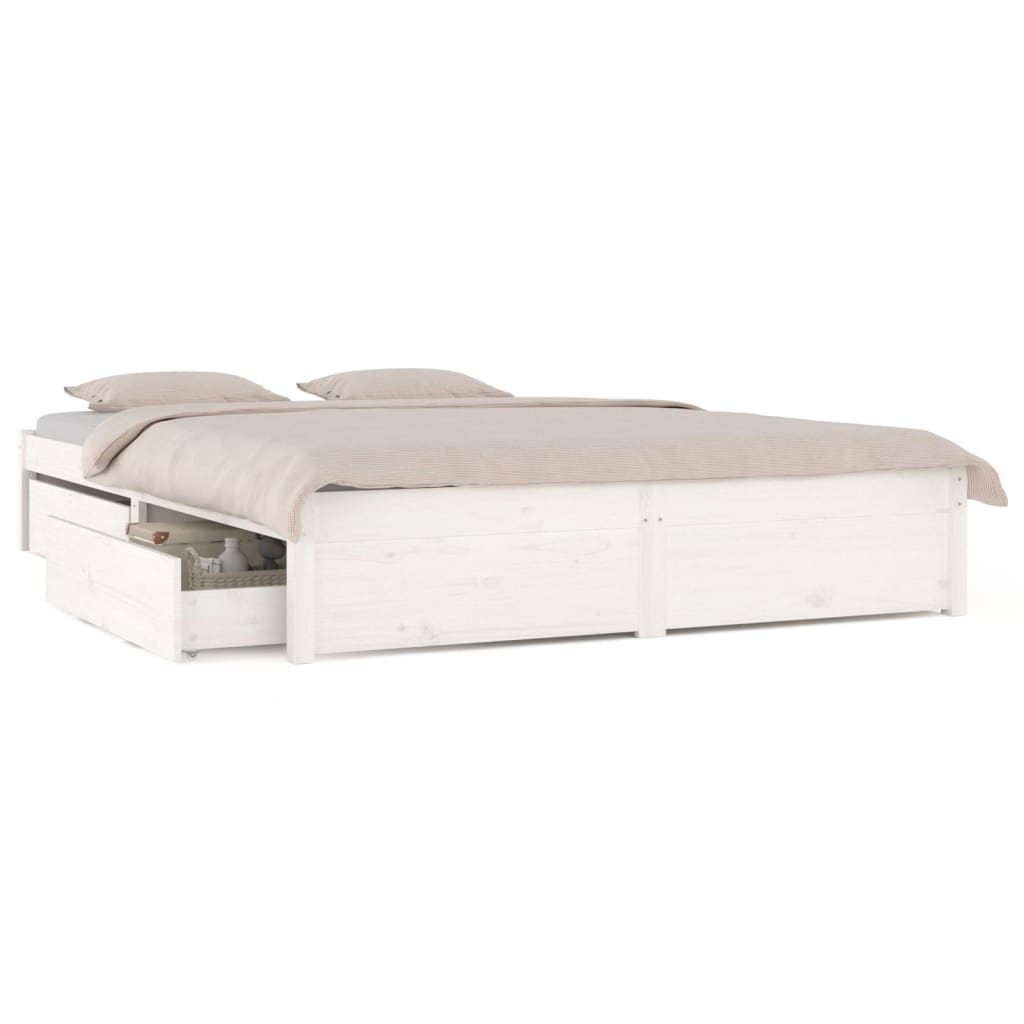 vidaXL Rám postele se zásuvkami bílý 150 x 200 cm King Size